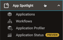 Screenshot of App Spotlight left-nav menu