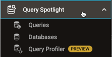 Screenshot of Query Spotlight left-nav menu