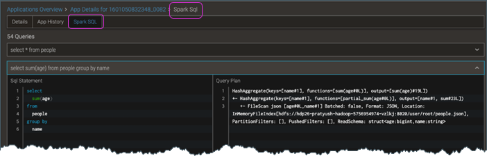 Screenshot of Application Details with the Spark Query Plan